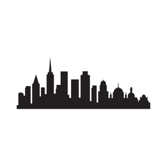 Fototapeta premium Cityscape Silhouette Against White Background Minimalist Urban Outline