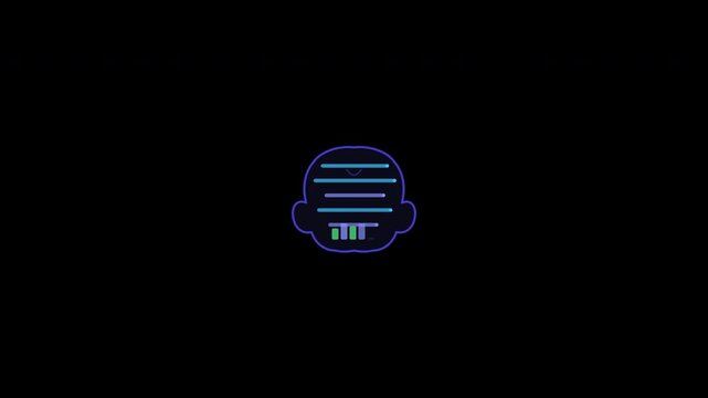 Glowing blue human head silhouette with brain lines, data nodes, tech ai. Suitable for ai, technology, innovation concepts.