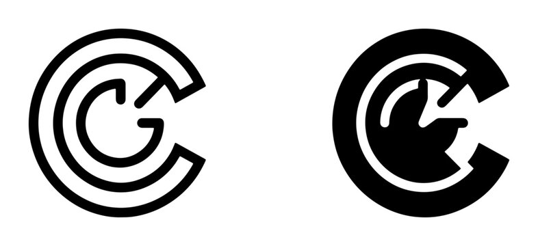 Abstract Circular Logo Icons, Geometric C and G Letter Marks, Minimalist Monogram Symbols, Black and White Graphic Elements for Branding and Design