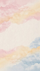 Obraz premium Abstract layered watercolor clouds with soft translucent pastel pink peach yellow and blue tones