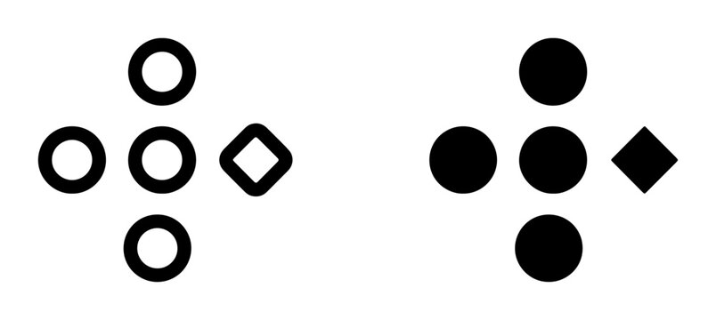 Minimalist Geometric Icons: Black and White Circles and Diamonds, Simple Shapes for Design Projects, Vector Graphics