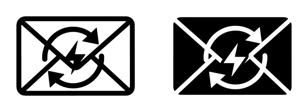 No Electrical Interference Symbol, Vector Icons Set: Prohibition Sign, Energy Warning, Circular Arrows, Communication Blockage