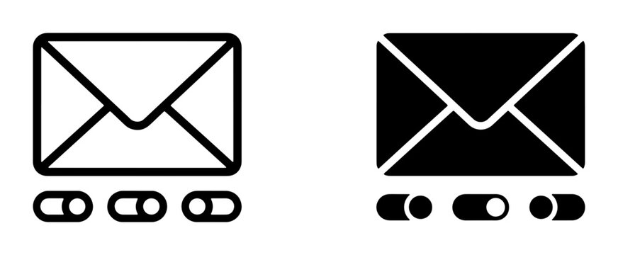 Email Envelope Icons, Mailbox Symbols, Communication Graphics, Digital Messaging Icons, Contact Icons, Envelope Set, Linked Mail Icons