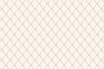 Naklejka premium White Quilted Fabric Background with Gold Diamond Pattern