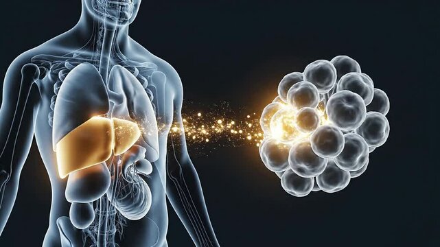 Detailed 3D Medical Anatomy Illustration of Human Liver and Cellular Structures for Educational and Health-Related Use