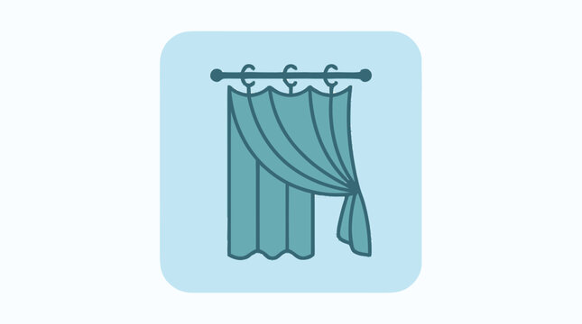 Curtain hanging from rod.