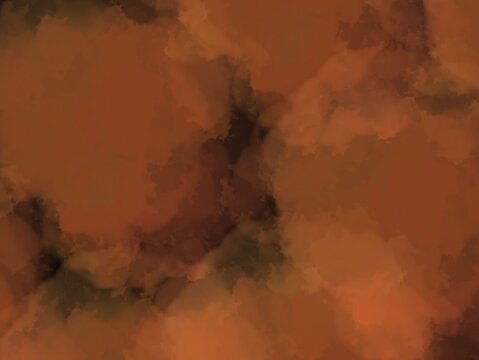 Abstract image featuring a blend of orange and brown hues. The texture appears cloud-like with soft, diffused edges, creating a layered and depth-filled appearance. The colors are rich and earthy, ble
