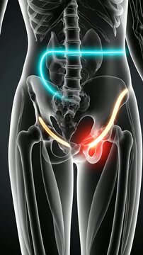 Detailed Human Pelvic Anatomy Illustration Highlighting Nerve Pathways For Medical Education And Health Awareness, Ideal For Wellness And Academic Uses