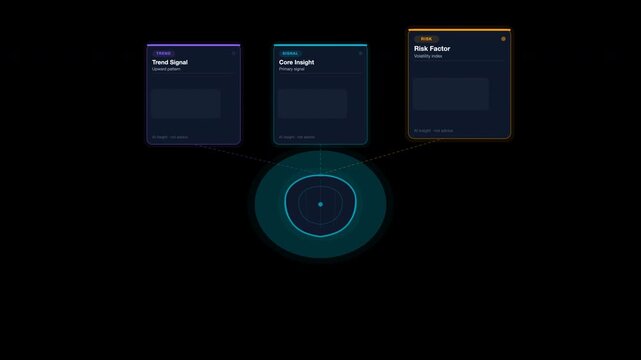 Three glowing data boxes in user interface display ideal for technology concepts, software development, digital presentations, and futuristic designs.