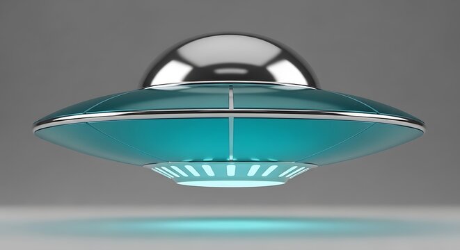 Flying futuristic green UFO spaceship illustration illustration