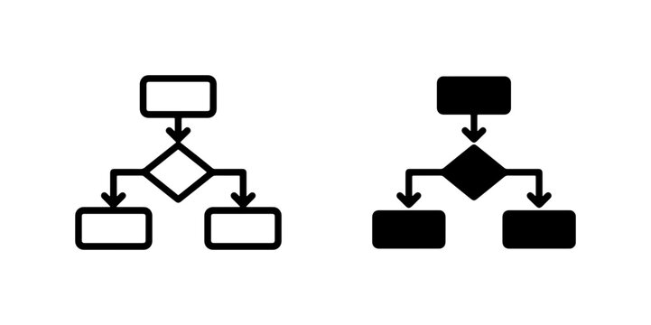 Flowchart Icons, Process Diagrams, Decision Trees, Algorithm Symbols, Business Logic, Workflow Charts, Data Flow, Step-by-Step Visuals, Set of 2 Icons