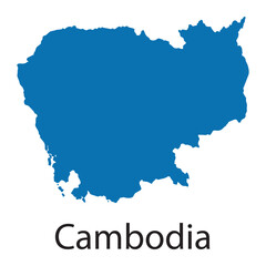 Obraz premium Detailed Geographic Silhouette Map of Cambodia Highlighting Southeast Asian Nation's Borders