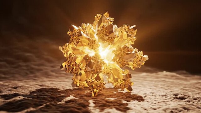 Breathtaking Orbit Around Flawless Fractal Protein Molecule Crystal Geometry