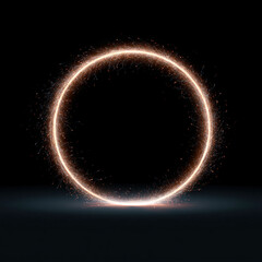 Obraz premium Abstract glowing ring made of golden sparks, isolated on black background