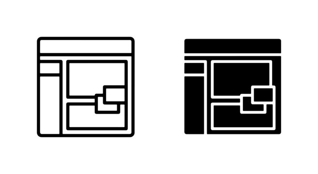 Website Layout Icons, Web Page Structure Symbols, Digital Design Elements, UI UX Wireframe Graphics, Responsive Design Templates