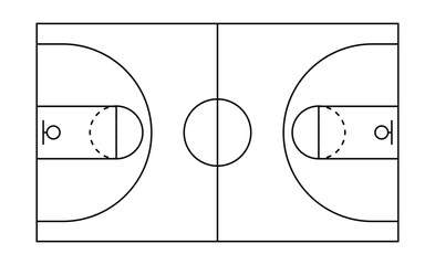 basketball court diagram top view black and white line drawing © Ibrahim Creative420