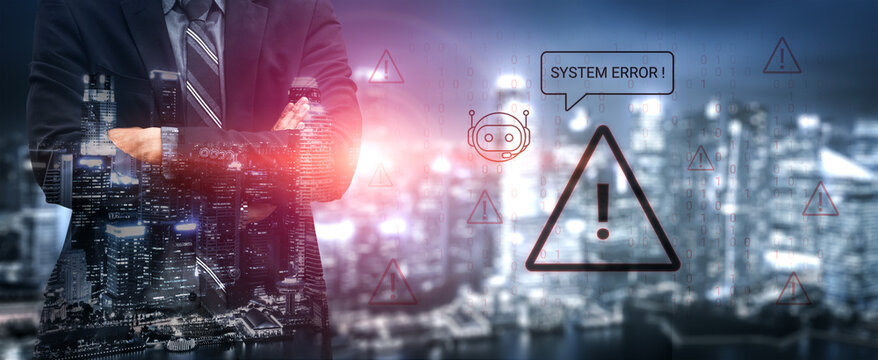 A confident businessman stands before a vibrant city skyline, illustrating the intersection of technology and industry, facing system challenges in a digital age. Cyphers