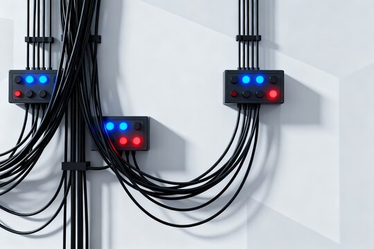 Wall mounted control panels with cables