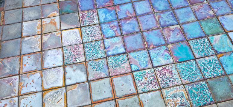 Glazed tile flooring with iridescent colors