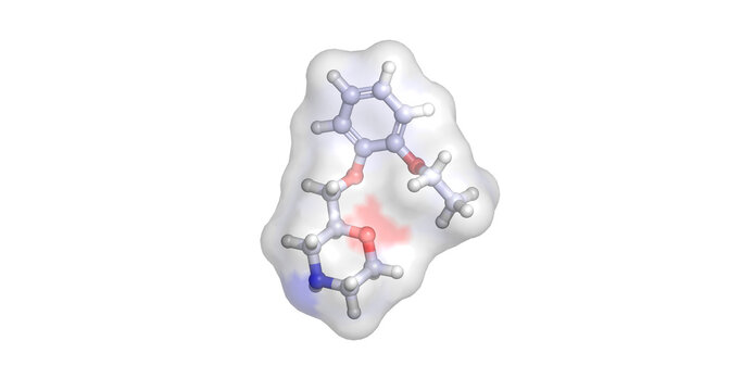 Viloxazine, non-stimulant selective norepinephrine reuptake inhibitor drug for attention deficit disorder/ADHD, 3D molecule 4K