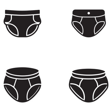 Four different types of black panties for women  briefs and thongs  isolated on white background