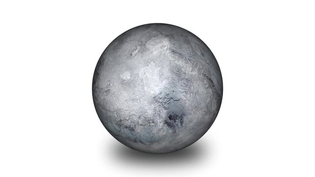 Gray Icy Planet with Textured Surface and Craters on a White Background image photo