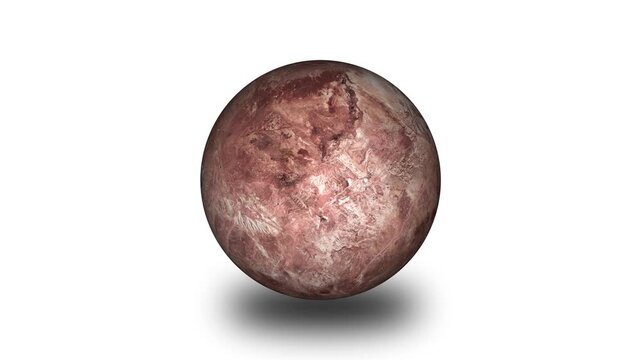 Textured Red Planet with Craters Isolated on White Background space celestial body
