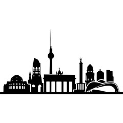 Berlin skyline silhouette featuring iconic landmarks like the Brandenburg Gate and Berlin TV Tower, representing German heritage © oky