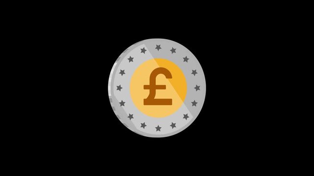 A Single Silver and Gold Pound Sterling Coin Shown in Profile on a Black Background Keywords: pound sterling, coin, currency, money, finance, banking, economy, wealth, investment, savings, cash