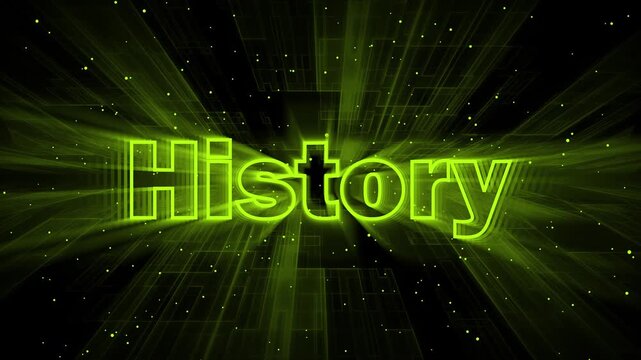 Green History Text with Digital Grid and Particles past time