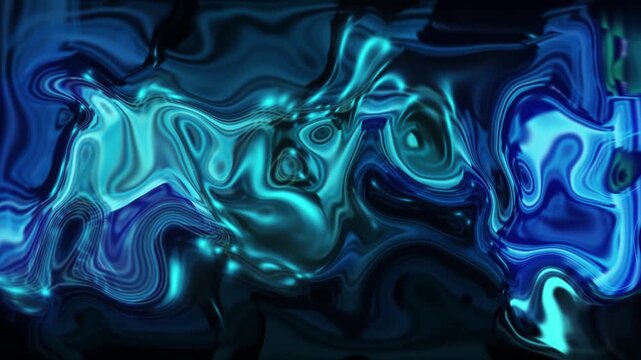 Swirling Blue and Teal Liquid Metal Abstract Texture with Reflections background