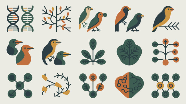Natural selection vector symbols &ndash; Great for life science textbooks, species adaptation research, or academic biology presentations.