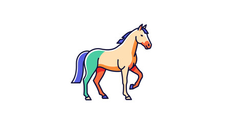Obraz premium Colorful horse walking illustration isolated on white background