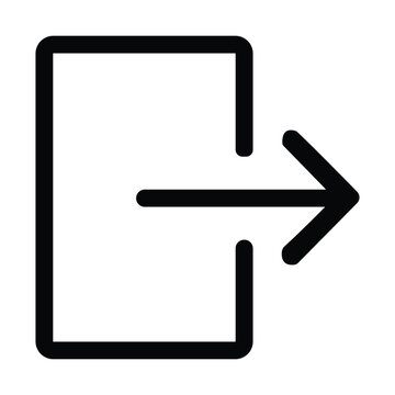 exit icon a black outline of a square with an arrow pointing to the right on a white background