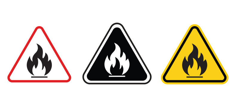 flammable warning sign icons red black and yellow triangular hazard symbols