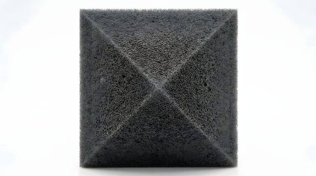 Acoustic foam panel with a pyramid shape for soundproofing studios in a professional recording environment shown as a single isolated object in this clean studio photo