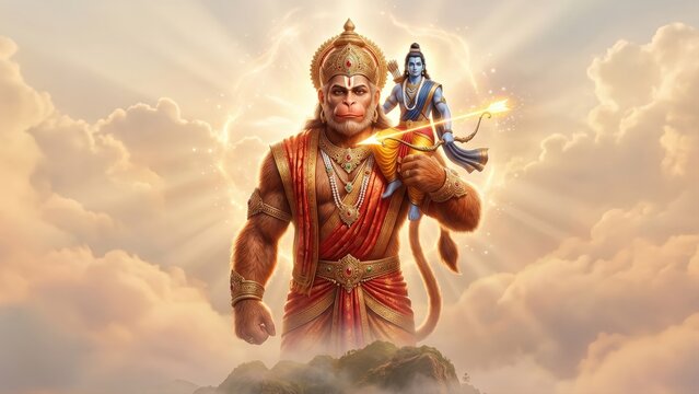 The Divine Protector Hanuman And Shri Ram