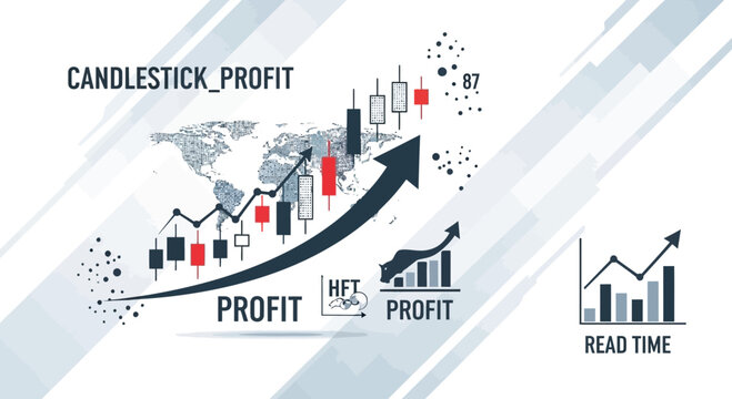 Stock market trading concept charts arrows and candlestick patterns