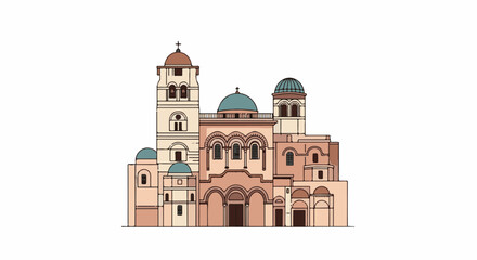 Fototapeta premium Ornate multi-domed structure with towers and arched entrances