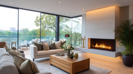 Fototapeta premium Interior of a modern beautiful apartment or house. Housewarming, buying your own home on credit, building and life insurance. Construction companies and home renovation.