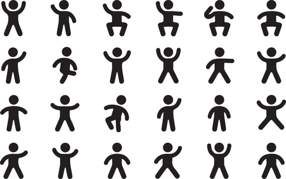 Happy stick figure icons in various poses