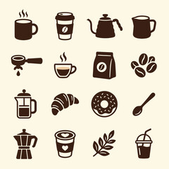 Fototapeta premium shillouette set coffe shop vector