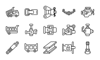 Industrial Truck Parts & Heavy Machinery Components, Engineering Icons Set © Helal