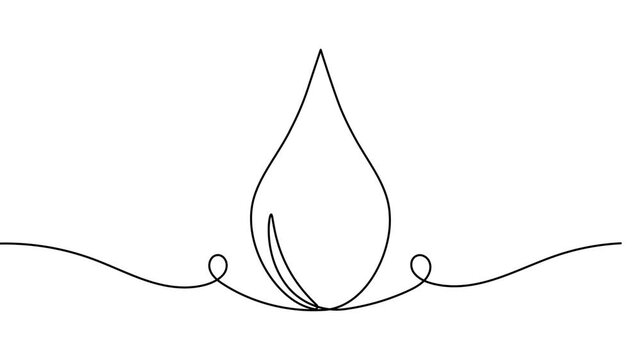 Hand drawn single line blood drop icon continuous one line drawing on white background minimalist healthcare concept symbol 4k animation video