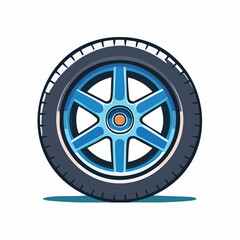 Fototapeta premium Blue Alloy Car Wheel with Tire