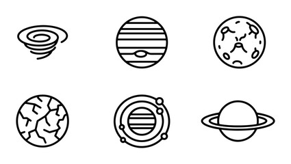 Space Icons: Planets, Galaxy, Astronomy, Celestial Bodies, Cosmic Elements, Vector Set © Hasib