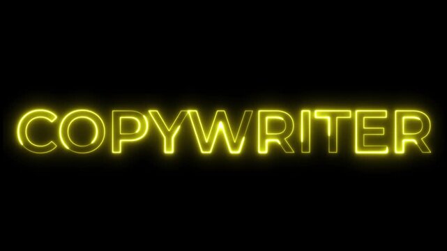 Yellow Neon Copywriter Text Sign on Black Background