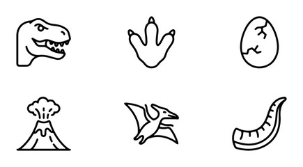 Dinosaur Icons Set, Prehistoric Vector Graphics, Jurassic Era Symbols, Ancient Creature Illustrations © Hossen