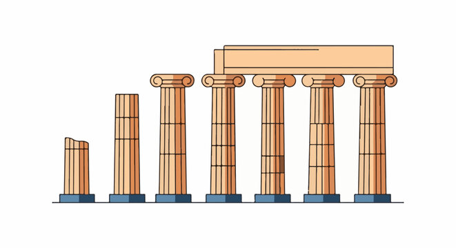 Ionic columns with abacus and entablature