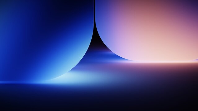 Gradient geometric background with balanced arches and pink glow
